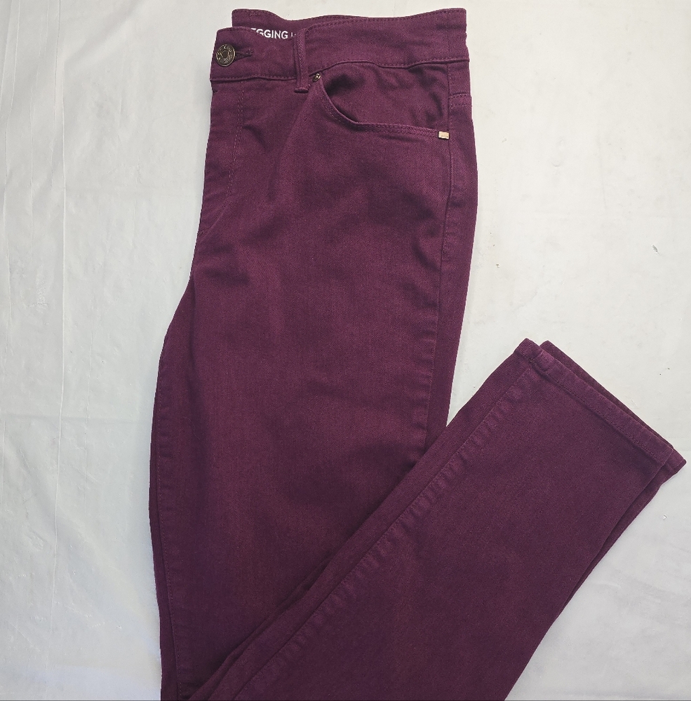 Chico's The Platinum Jegging Purple Cotton Stretch Mid Rise Skinny Tapered 0.5